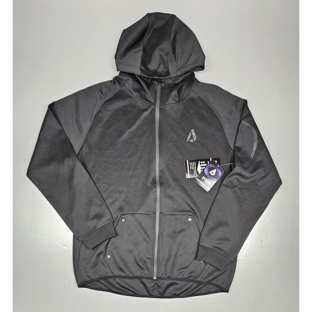STADM‎ by Akademiks Track Jacket Mens XL. Vintage Black Hoodie Full Zip Pockets.